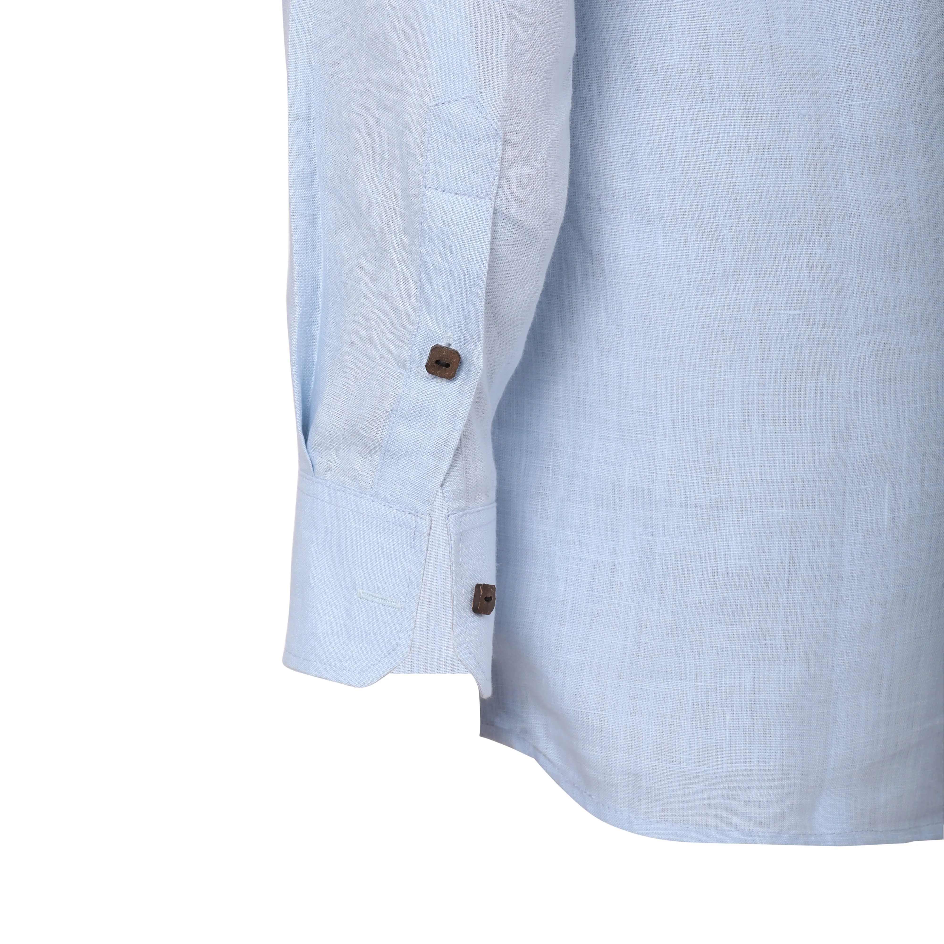 Men Solid Hemp Blue Kurta Shirt