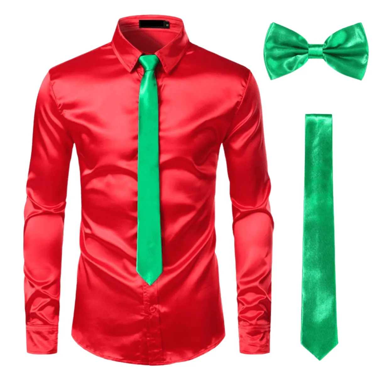 Men's 3Pcs Silk Dress Shirt   Ties