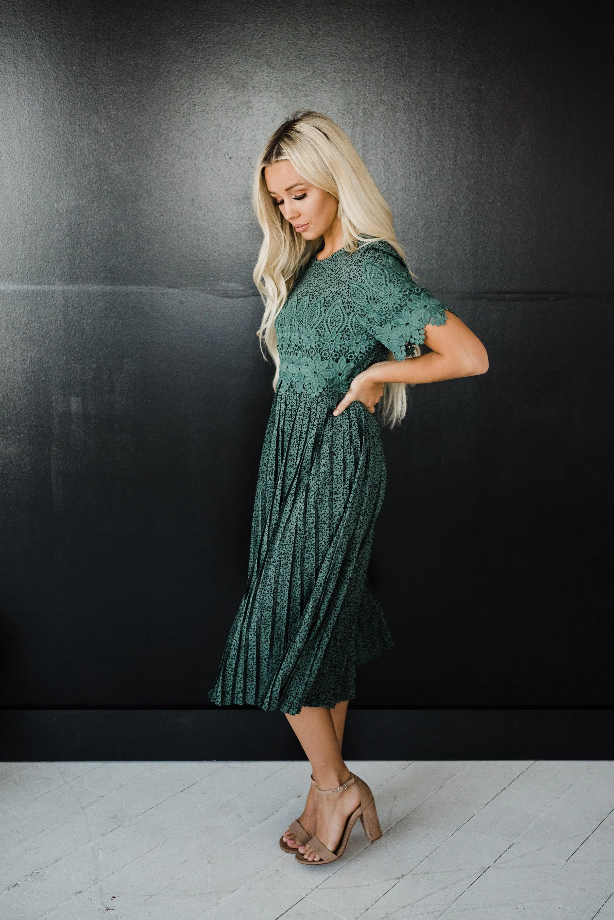 Milly Dress in Hunter Green