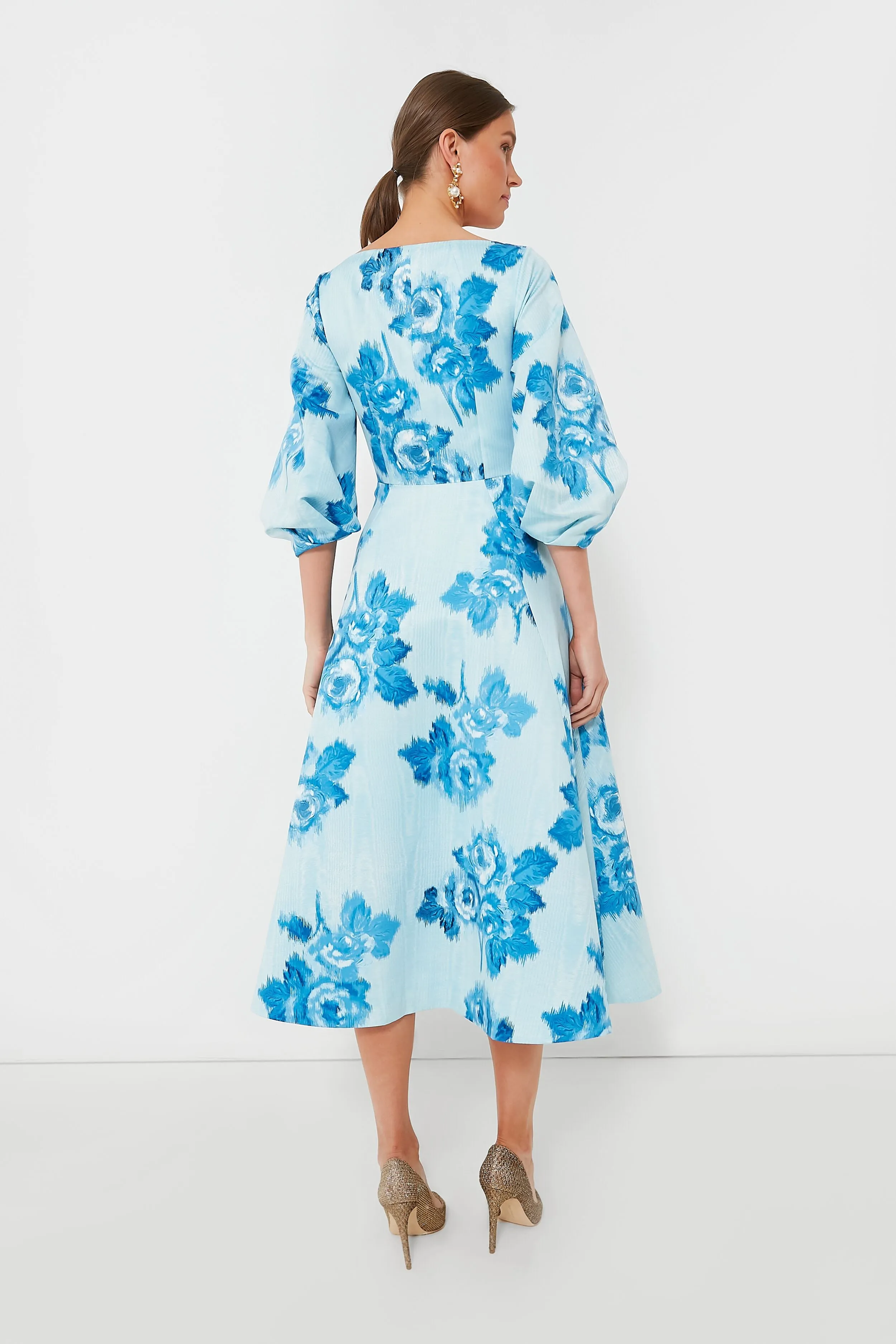 Moire Roses Blue Gabby Dress