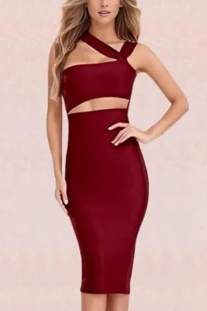 Molly Bandage Midi Dress - Red Wine