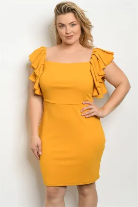 Mustard Yellow Plus Size Bodycon Dress