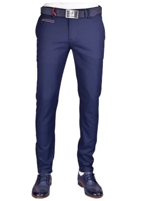 Navy Side Pocket Slim Fit Stretch Pants