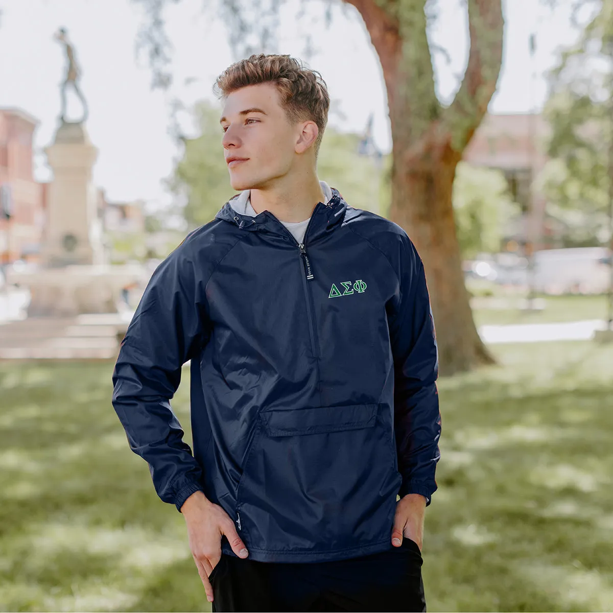 New! Delta Sig Classic 1/4 Zip Rain Jacket