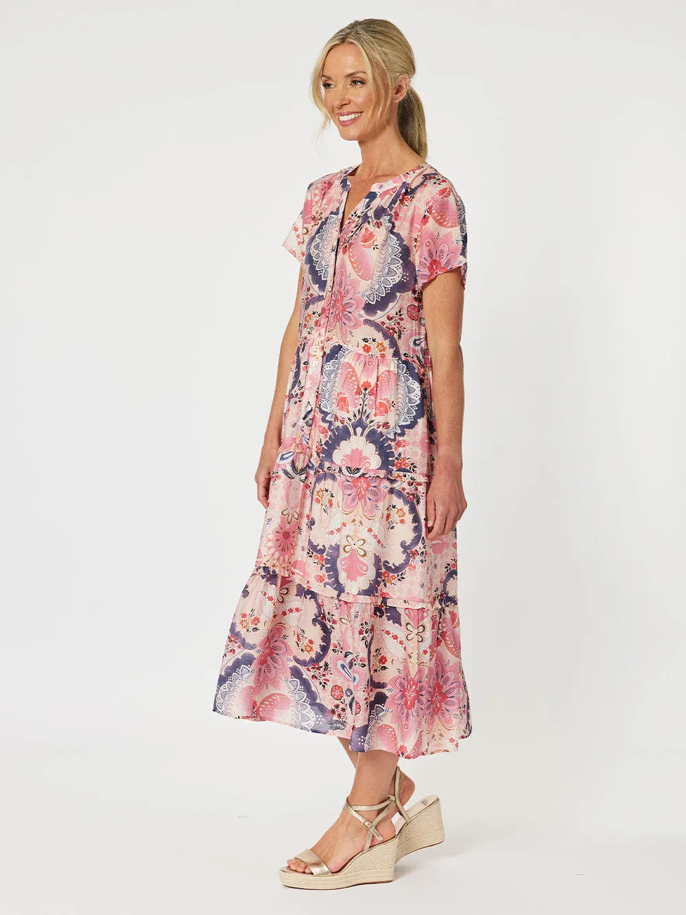 Newport Printed Dress - Pink Coral