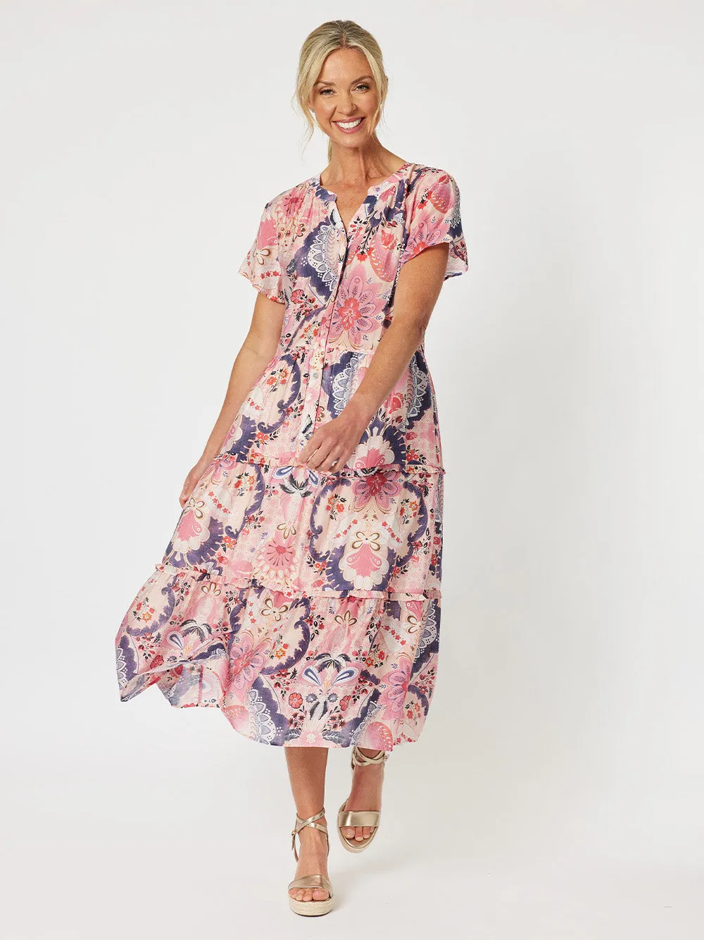 Newport Printed Dress - Pink Coral