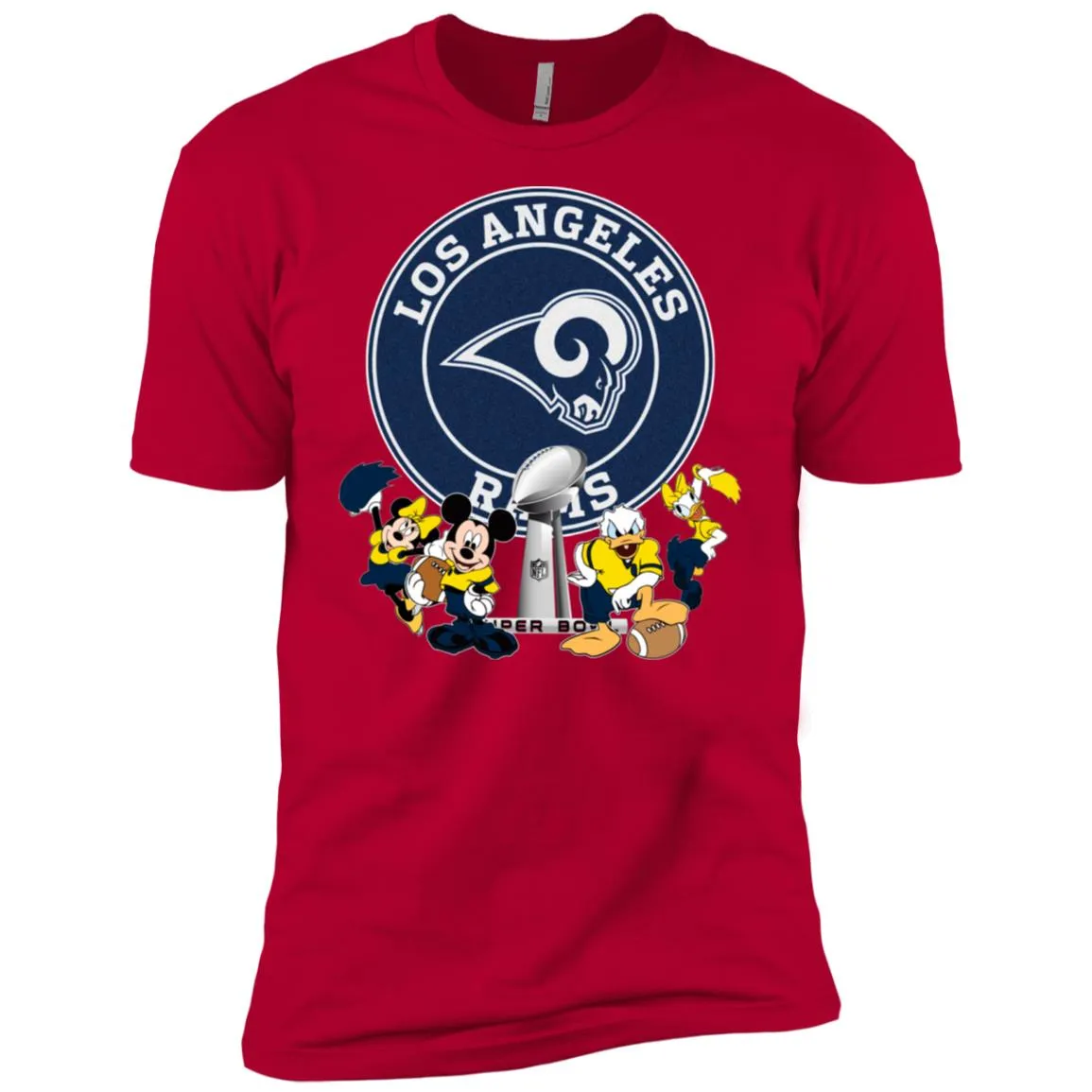 Nfl – Los Angeles Rams Super Bowl 2019 Mickey Mouse Minnie Mouse Donald Duck Daisy Duck Football Men Short Sleeve T-Shirt