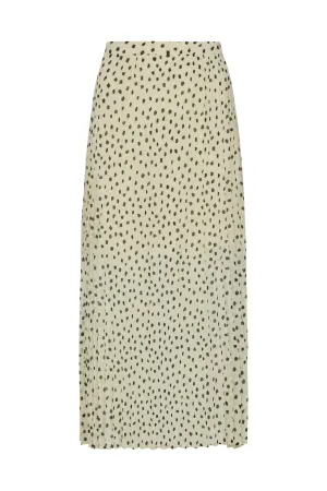 Nia Polka Dot Printed Midi Skirt In White