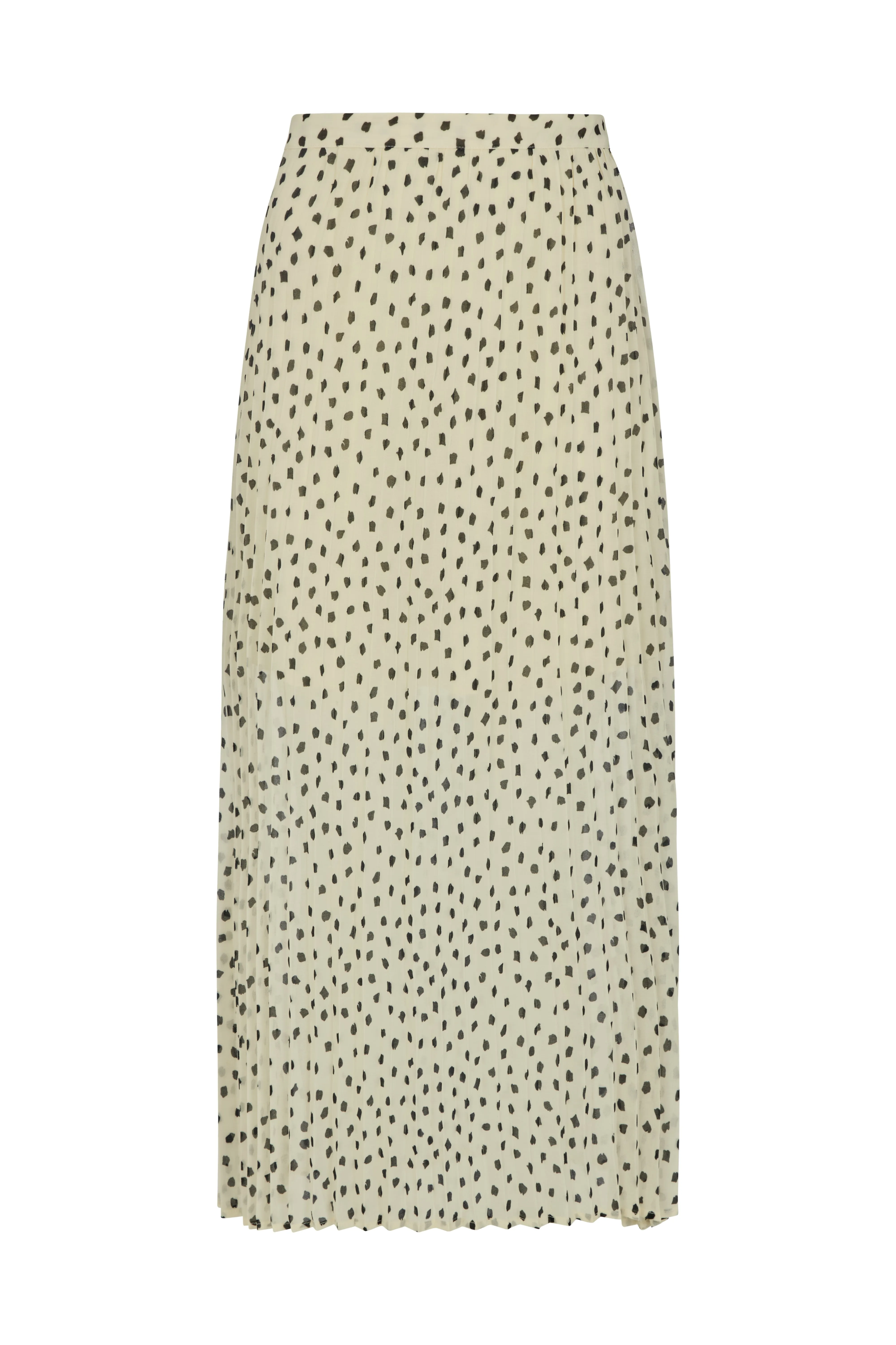 Nia Polka Dot Printed Midi Skirt In White