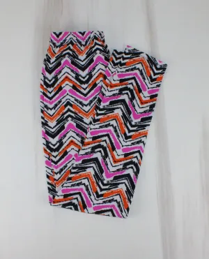 ORANGE & PINK DESIGN LEGGINGS LADIES O/S PRE-LOVED