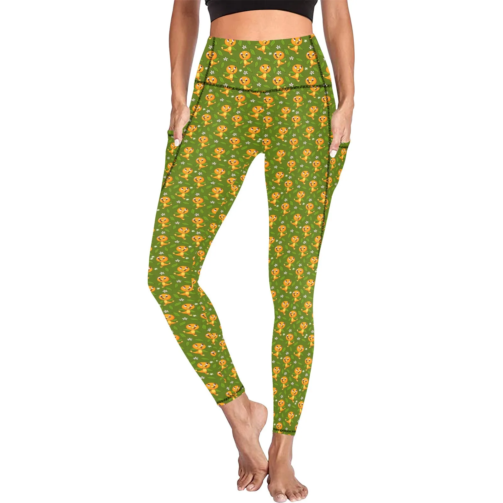 Orange Bird Women's Athletic Leggings With Pockets