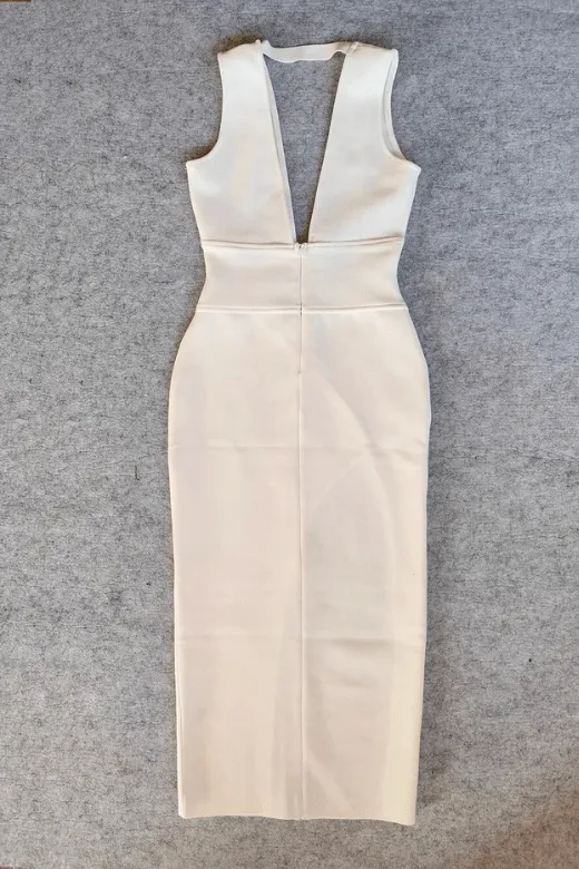 Pia Bandage Midi Dress - Pearl White