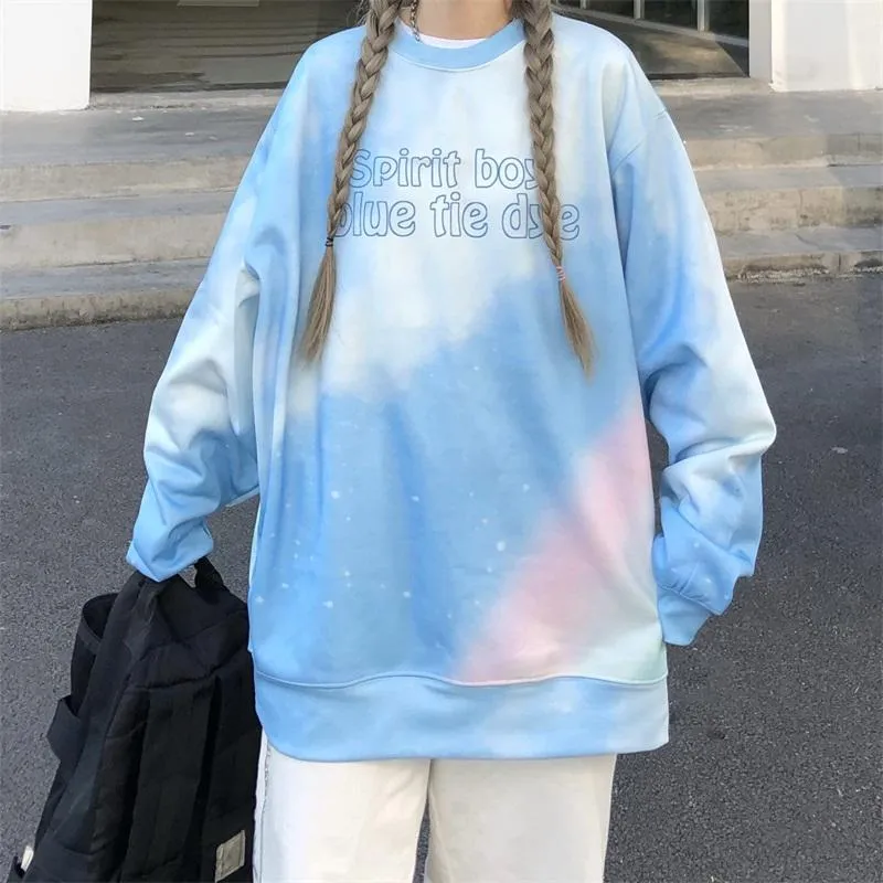 Pink Blue Pastel Aesthetic Tie Dye Oversized Sweatshirt