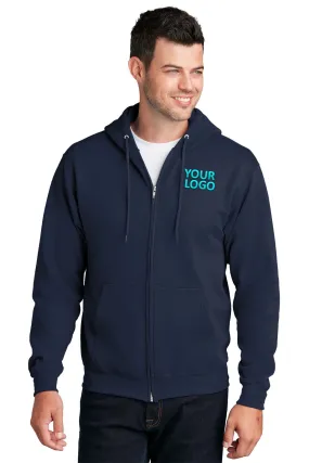 Port & Company Core Fleece Branded Zip Hoodies, Navy