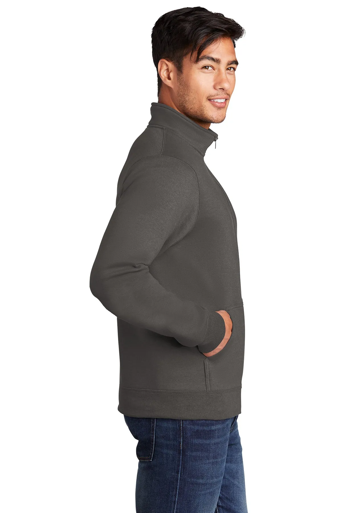 Port & Company Custom Cadet Collar Pullovers, Charcoal