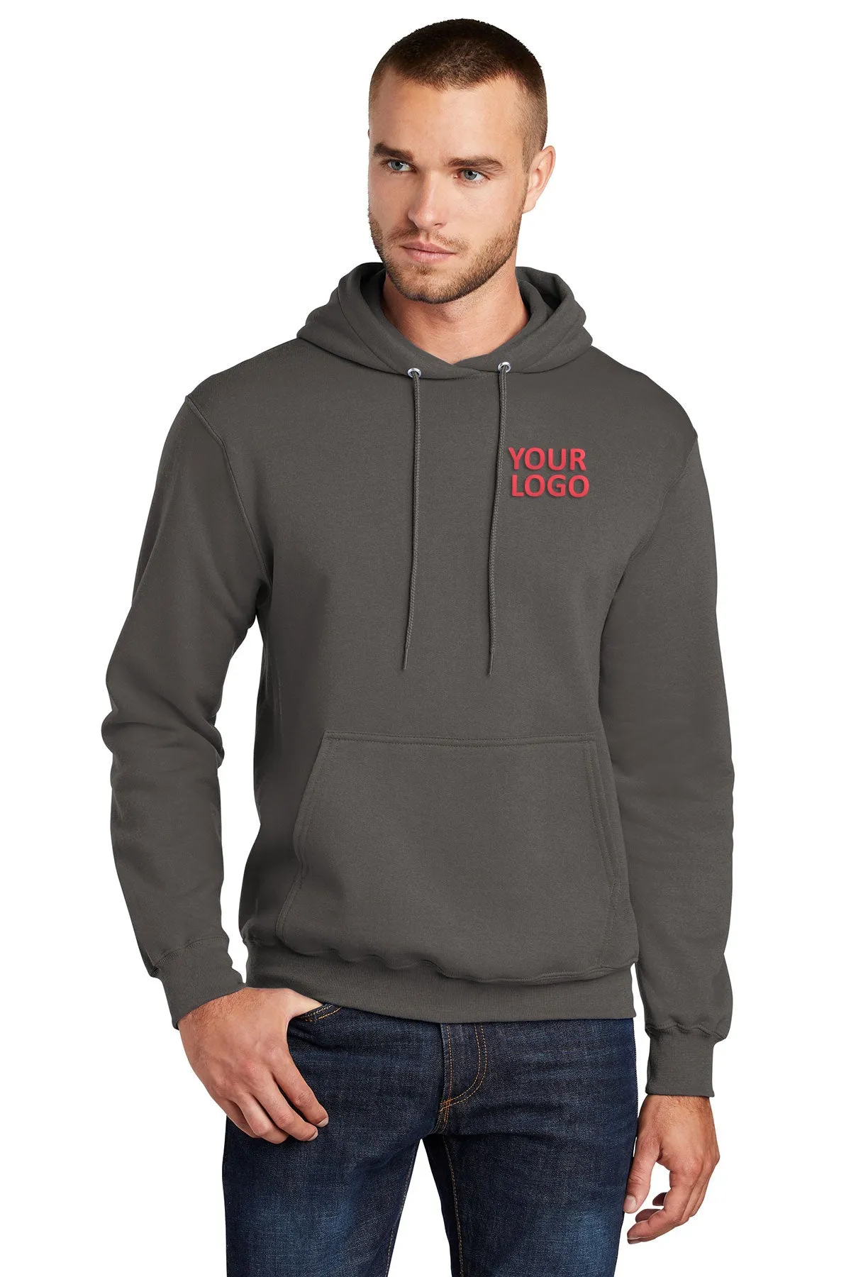 Port & Company Tall Core Fleece Custom Hoodies, Charcoal