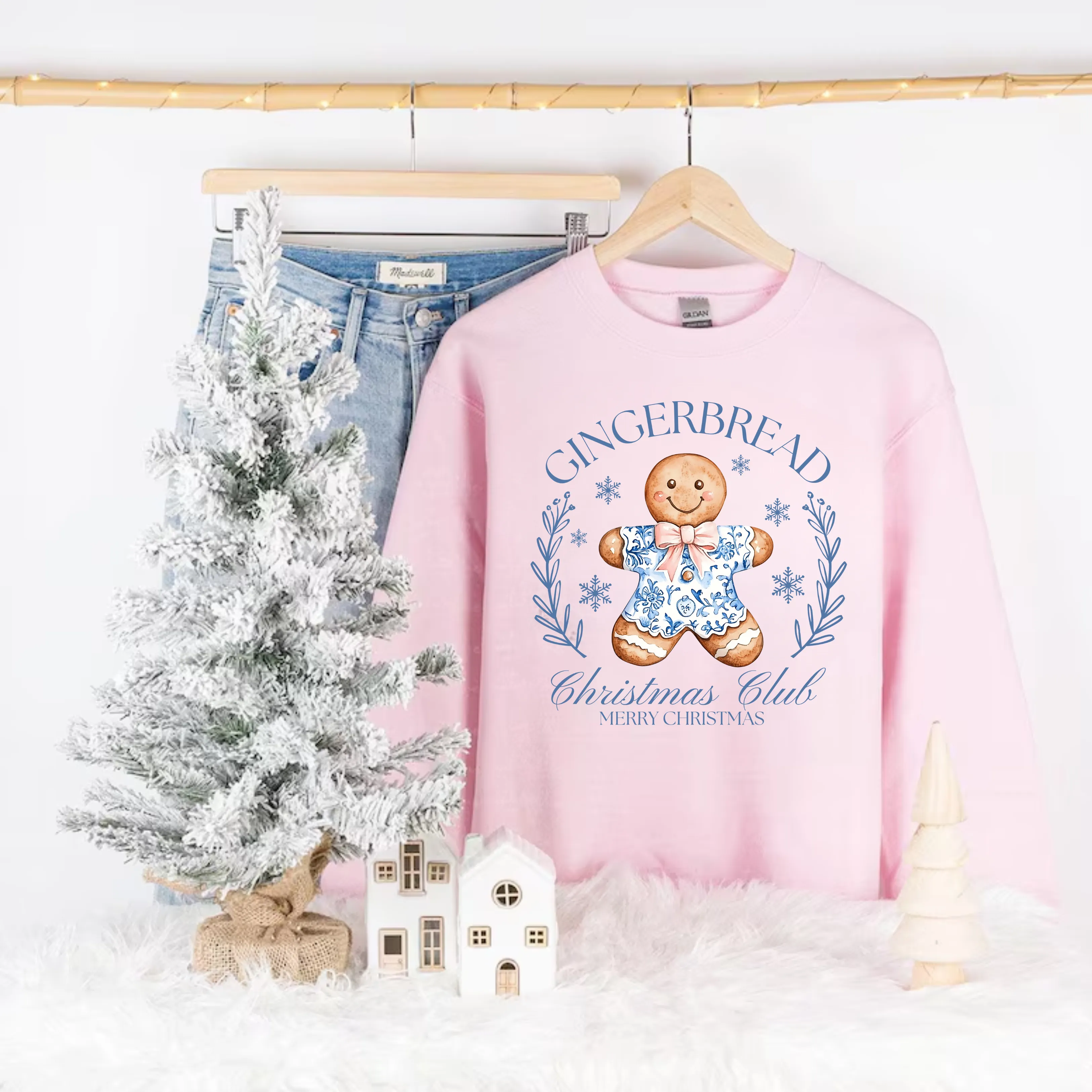 Preppy Chinoiserie Christmas Gingerbread Social Club Sweatshirt