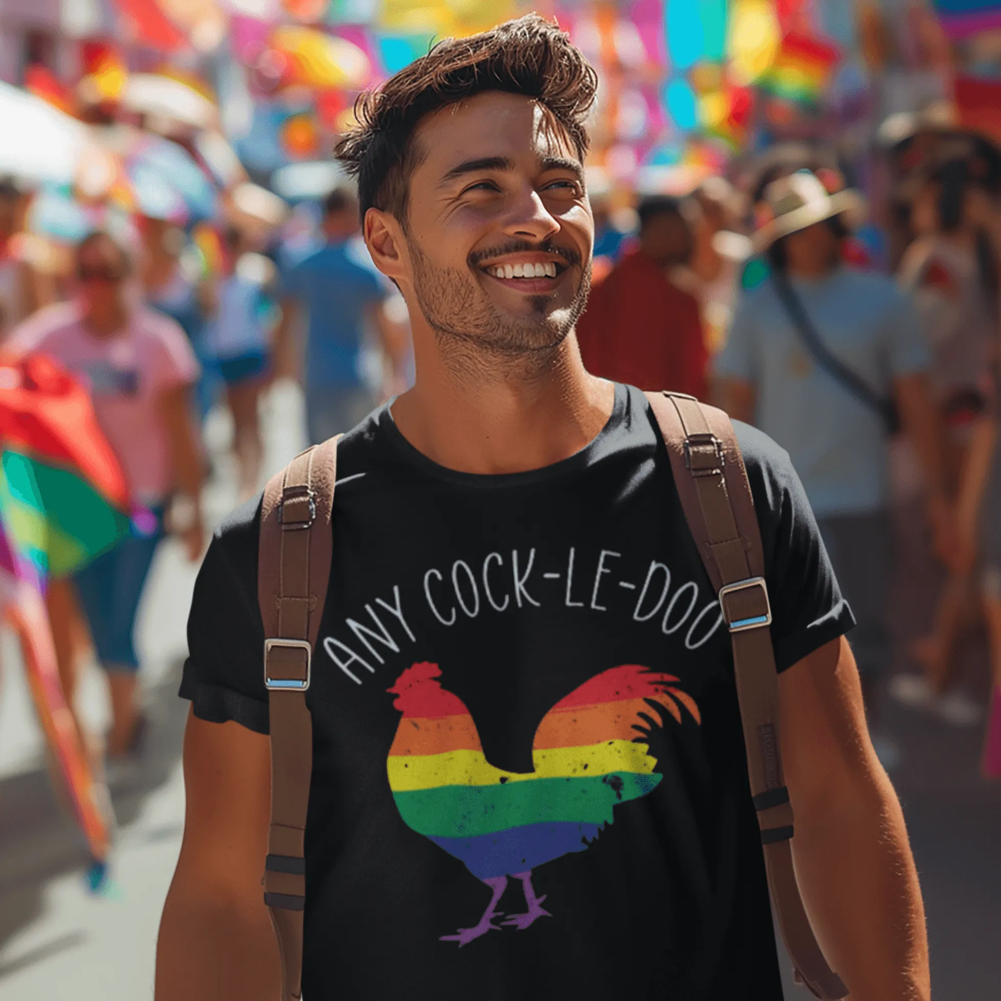 Pride T-shirt Any Cock-Le-Doo Short Sleeve 100% Cotton Crew Neck Top