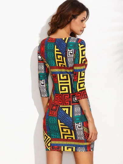 "Instinct" tribal Aztec bodycon dress