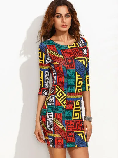 "Instinct" tribal Aztec bodycon dress