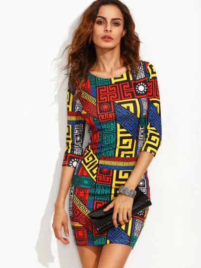 "Instinct" tribal Aztec bodycon dress