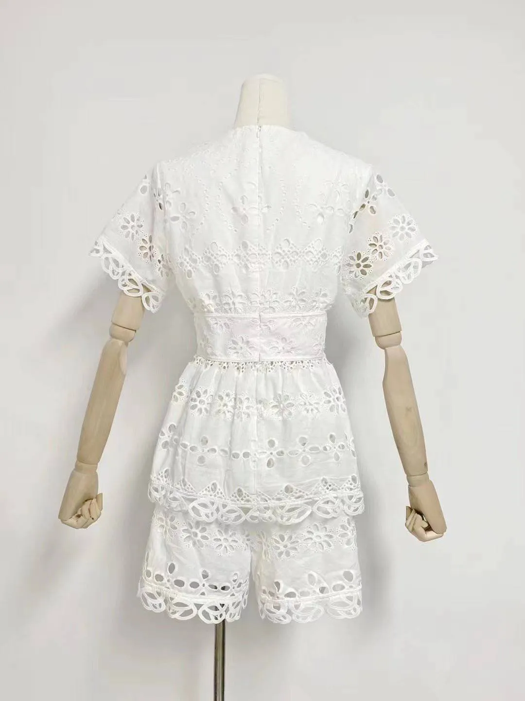 Ramona Short Sleeve V Neck Layered Lace Mini Dress