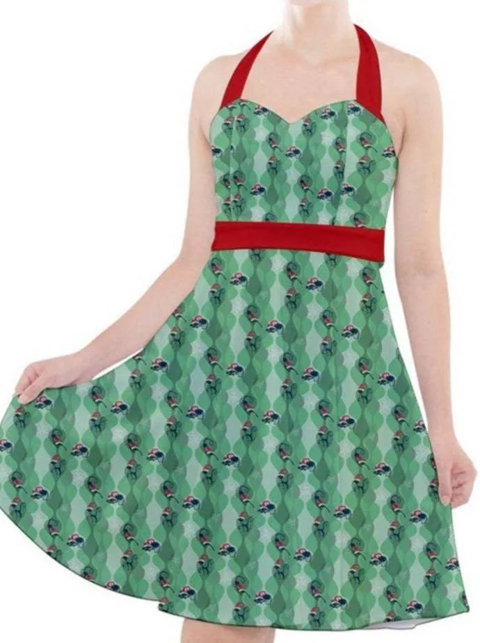 RETRO CHRISTMAS CATS HALTER PARTY SWING DRESS