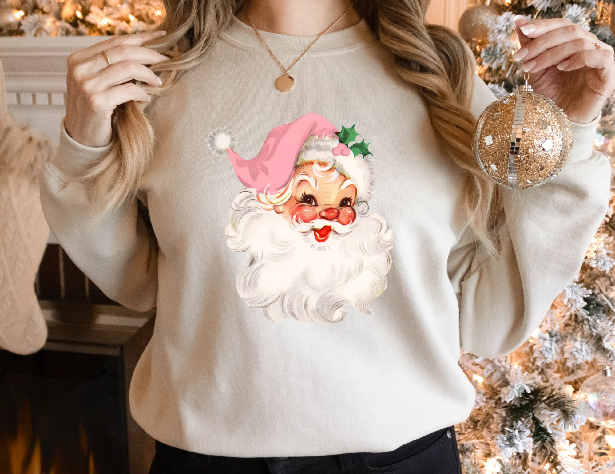 Retro Pink Santa Sweatshirt