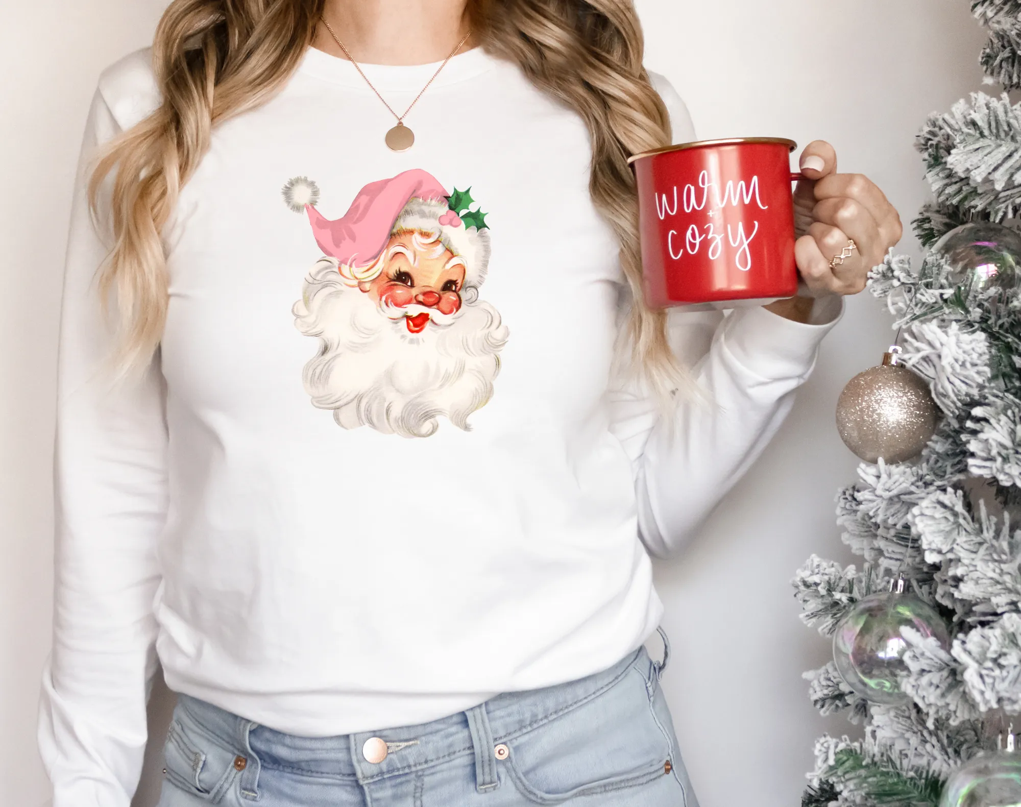 Retro Pink Santa Sweatshirt