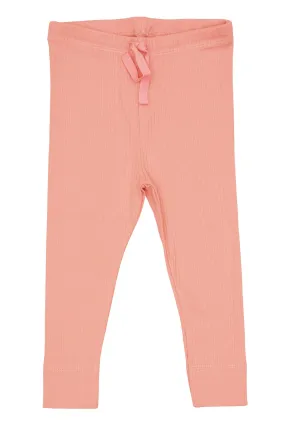 RIB JERSEY LEGGINGS W. STRING - CORAL