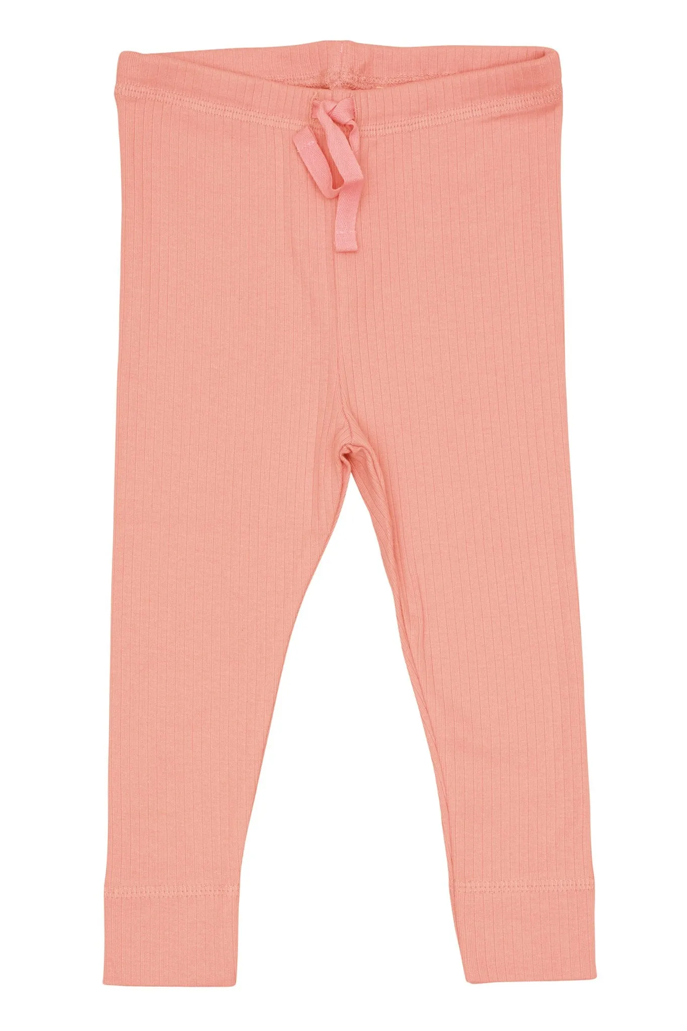 RIB JERSEY LEGGINGS W. STRING - CORAL