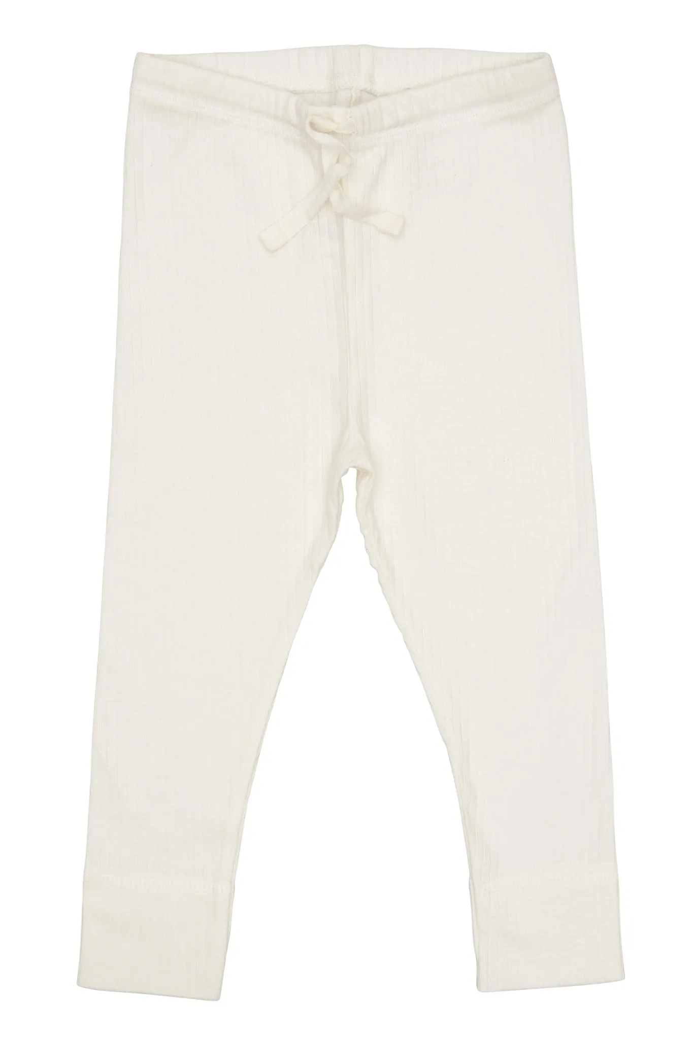 RIB JERSEY LEGGINGS W. STRING - CREAM