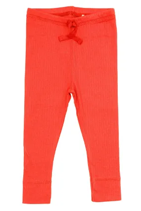 RIB JERSEY LEGGINGS W. STRING - RED