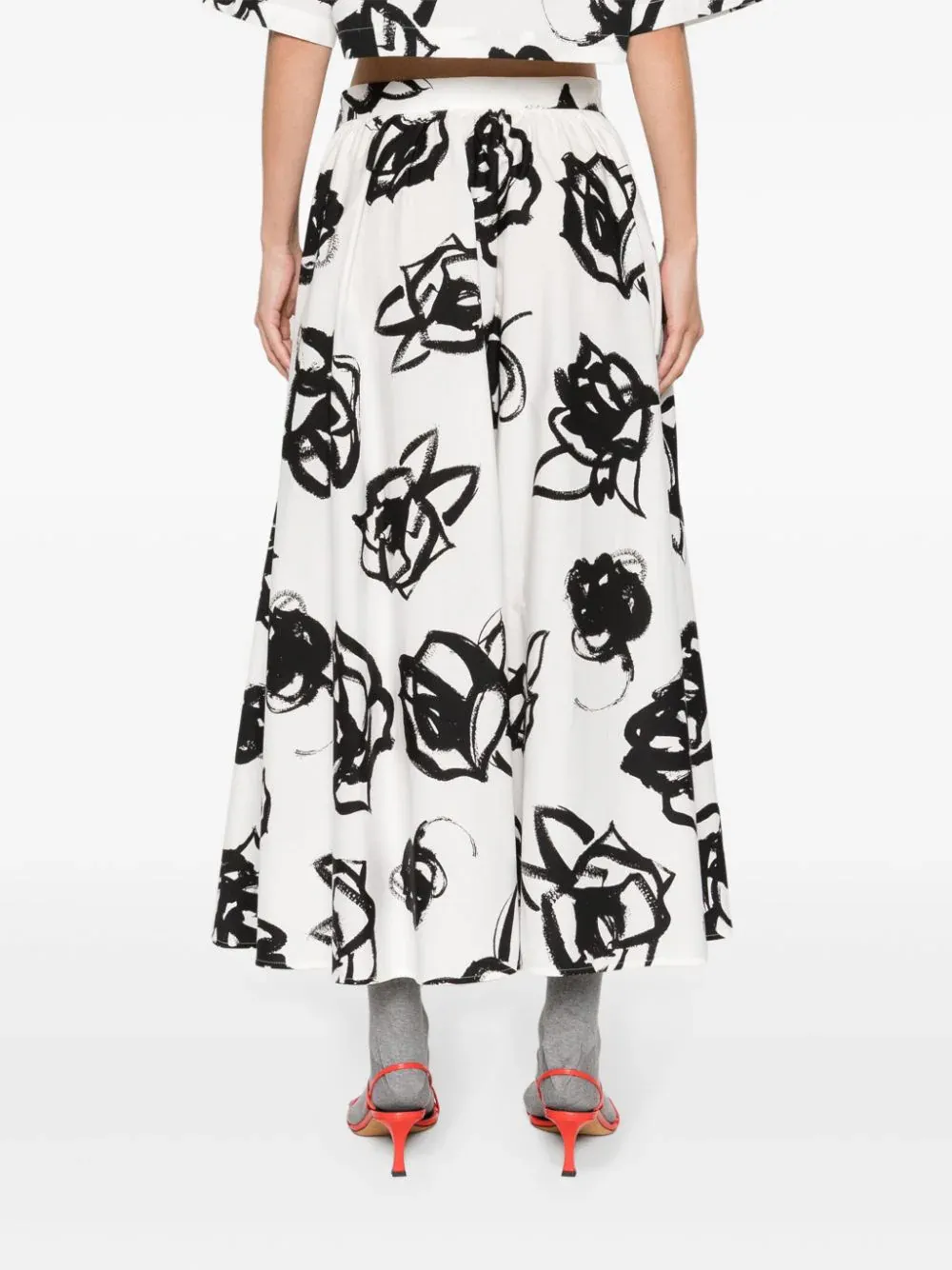 Rosette Print Midi Skirt