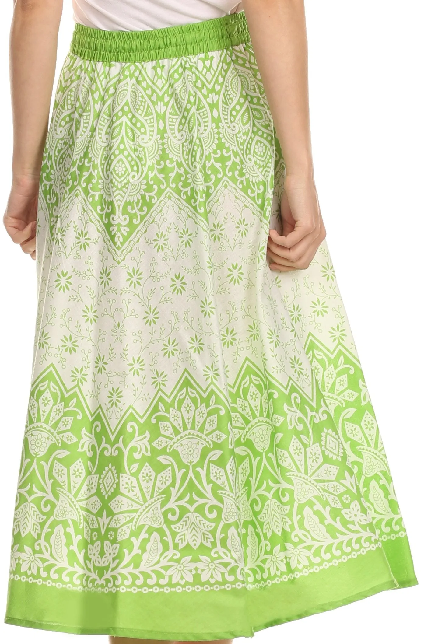 Sakkas Denia Circle Skirt With Floral Printed Designs And Adjustable Waistband