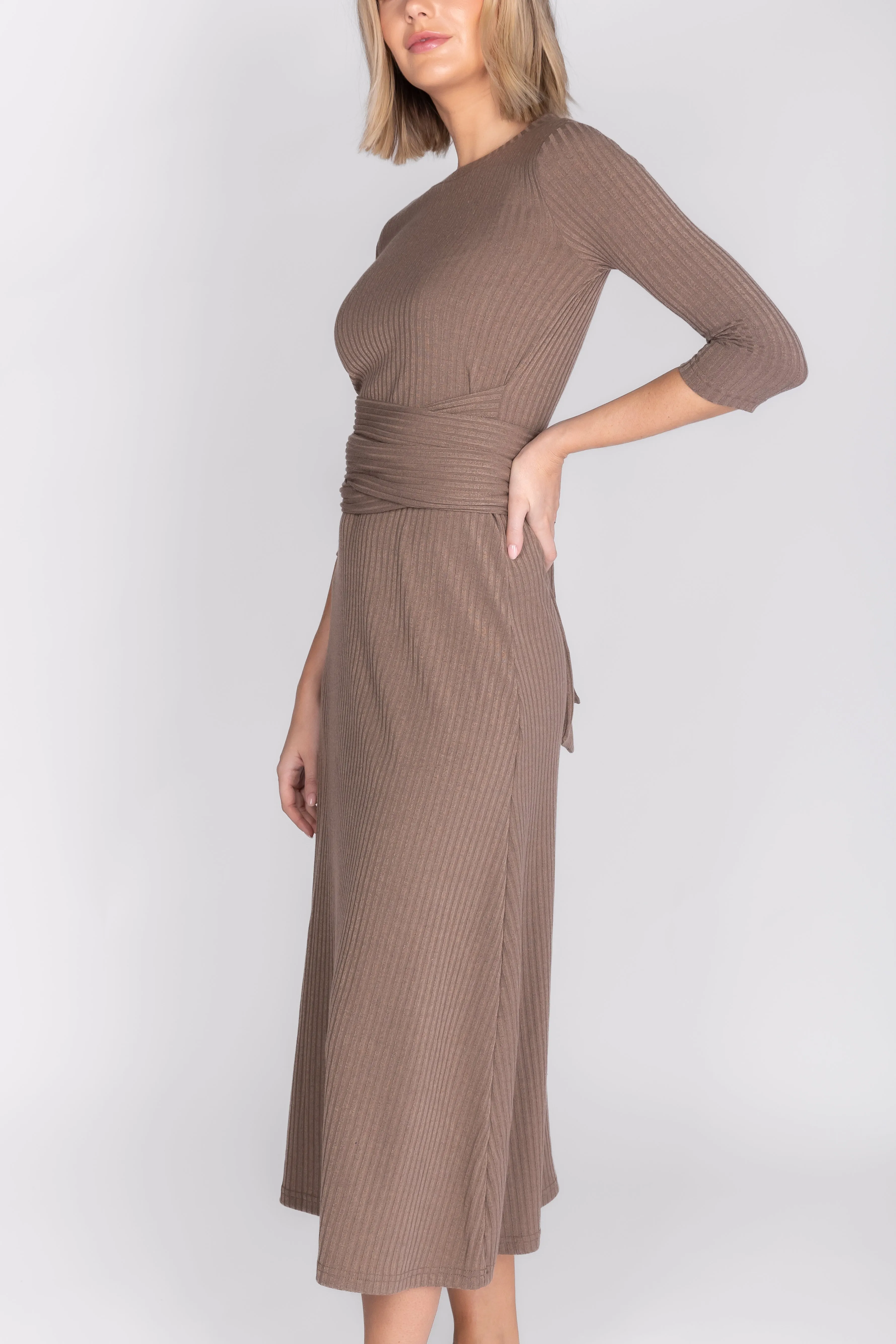 Sarah Dress 3/4 Sleeves Mocha