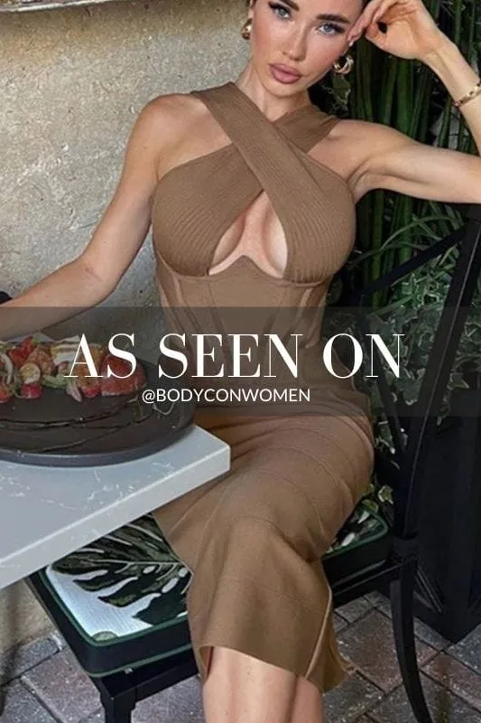 Sasha Bandage Midi Dress - Tan