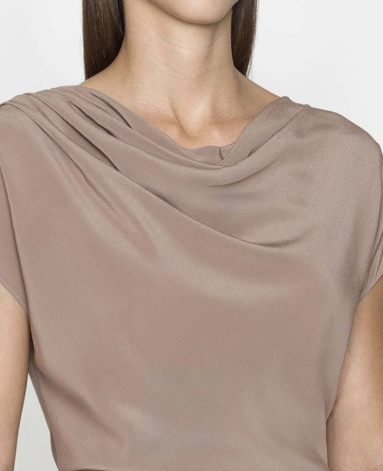 Silk Draped Neck Tee