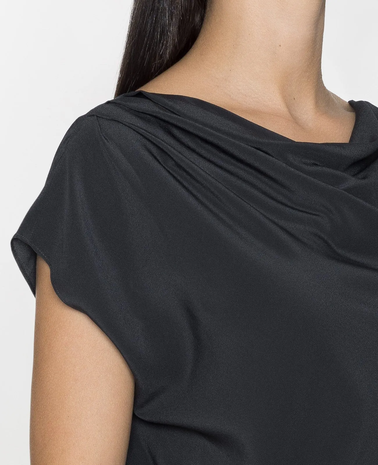 Silk Draped Neck Tee