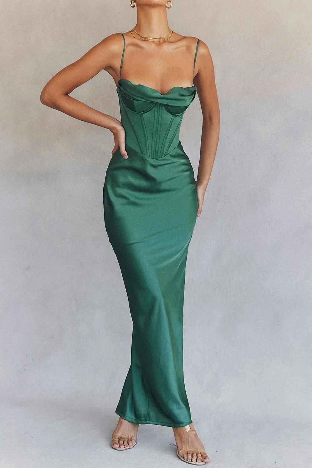 Sizzle Bodycon Corset Midi Dress in Green