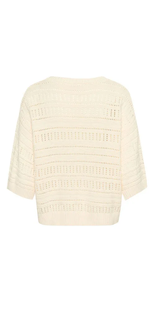 Soaked in Luxury Open Knit Pullover, cream