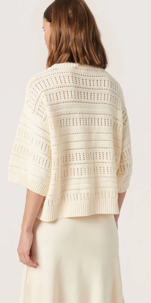 Soaked in Luxury Open Knit Pullover, cream