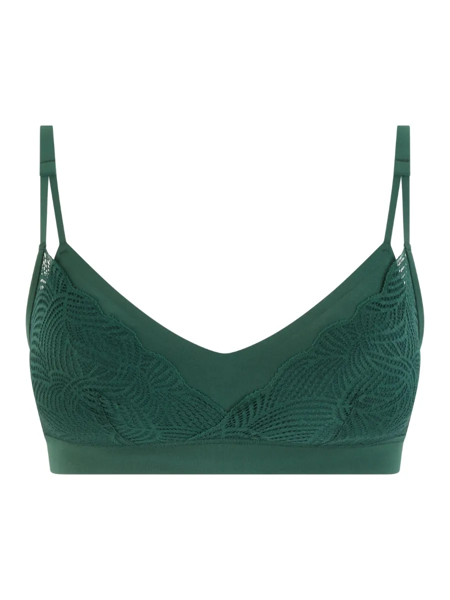 SoftStretch Lace Removable Padding Bralette - Empire Green