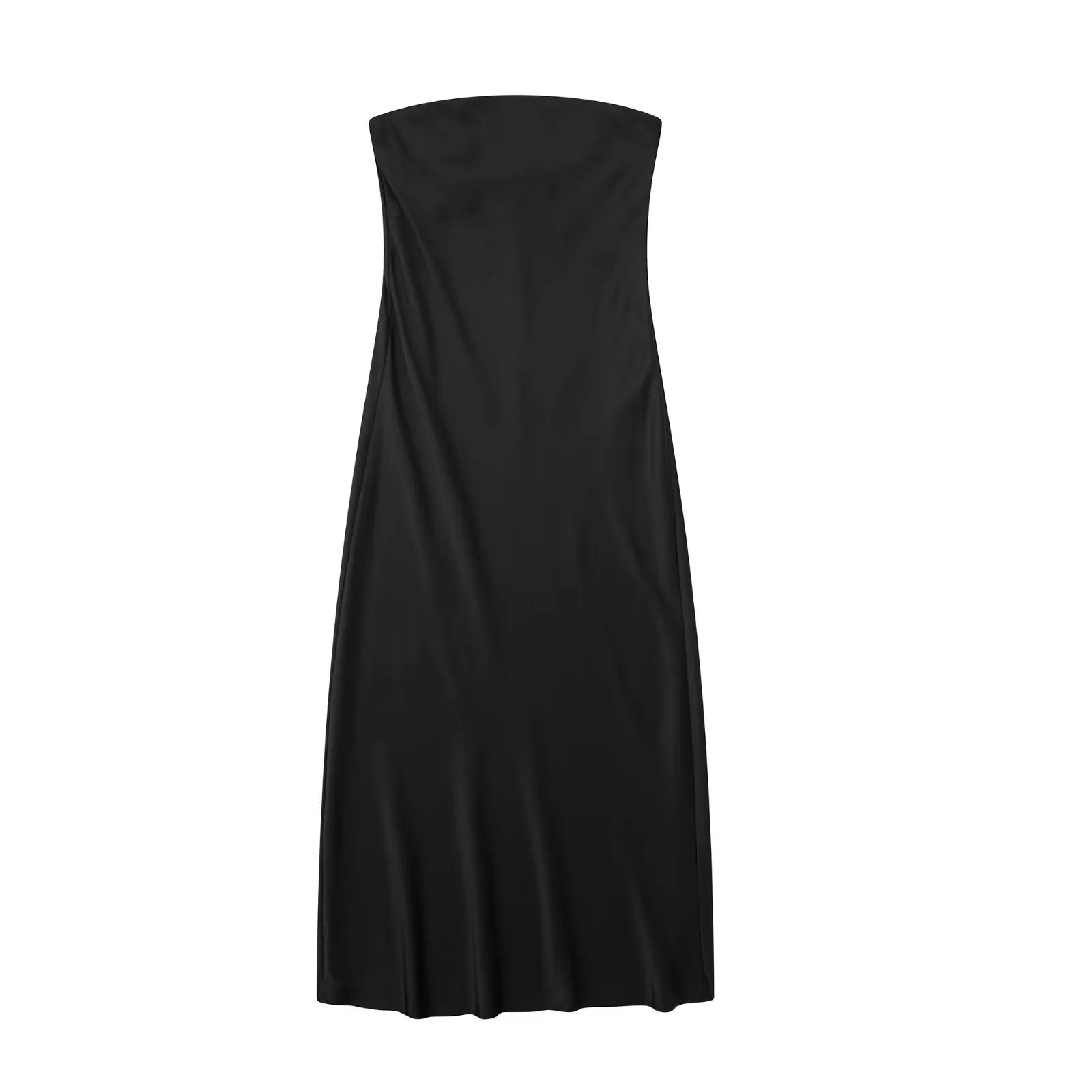 Spring Women Casual Silk Satin Texture Tube Dress