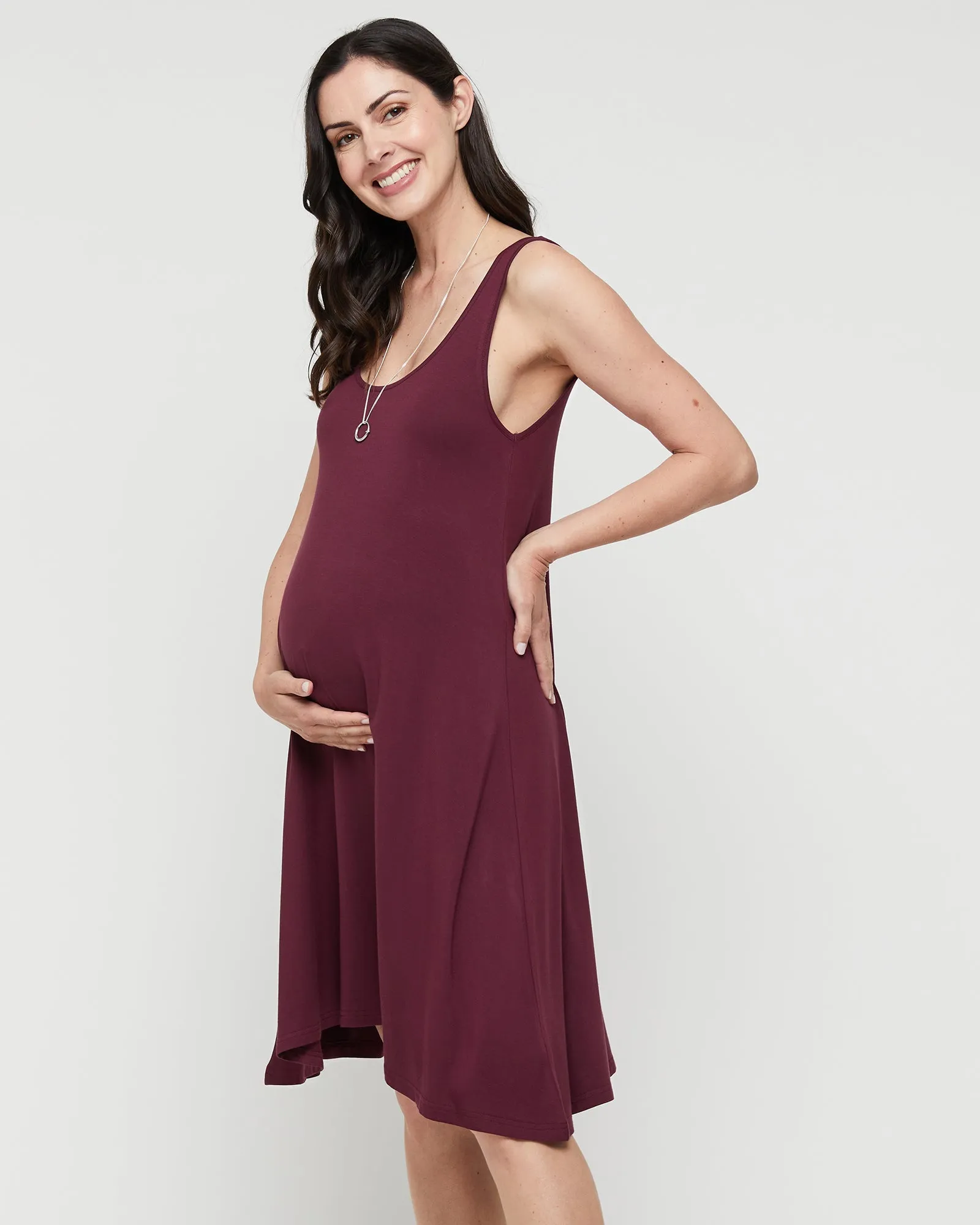 Swing Maternity Dress - Burgundy