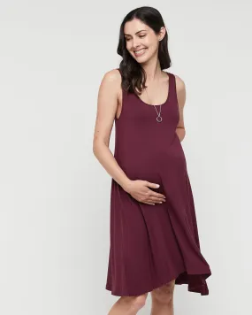 Swing Maternity Dress - Burgundy