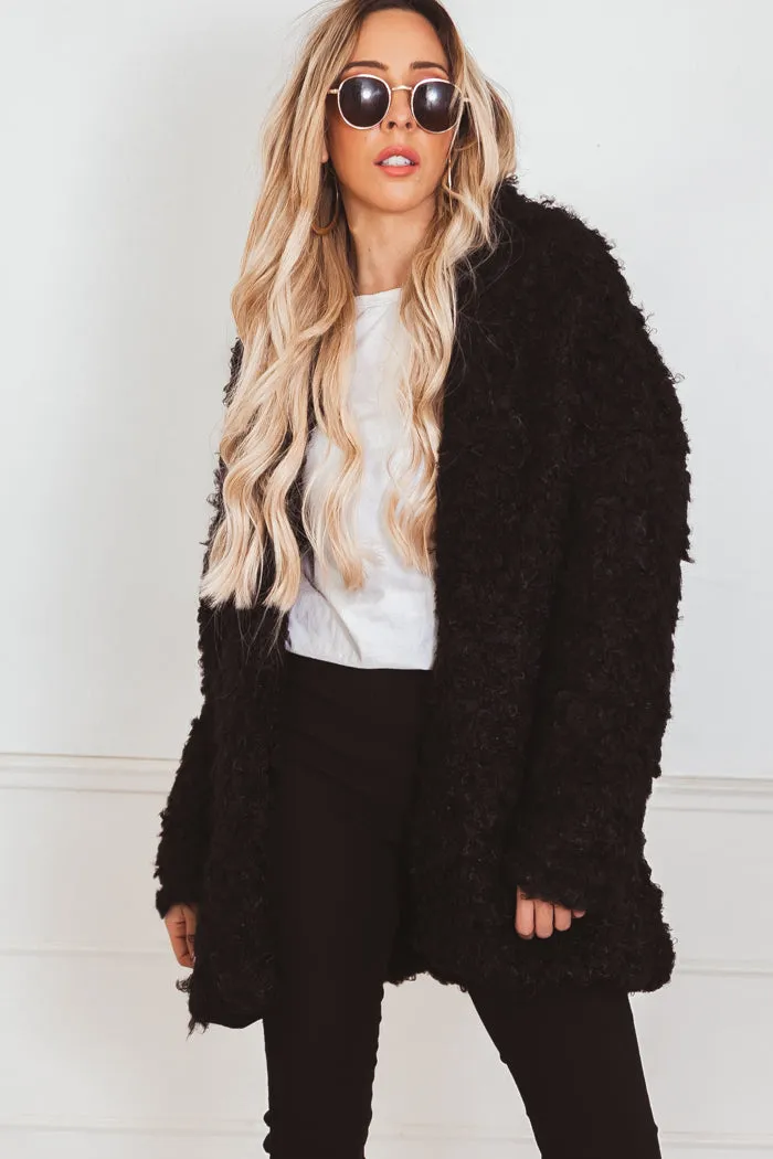 Teddy Bear Fur Coat - Black