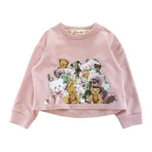 Teddy Print Sweatshirt - Pink