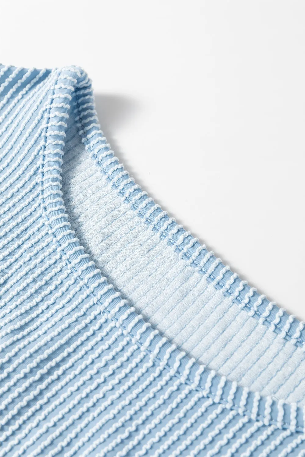 TEEK - Pastel Blue Frill Texture Long Sleeve Sweatshirt