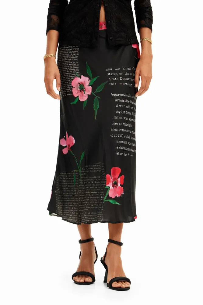 Text Slip Midi Skirt By Desigual